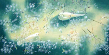 Chinese Pigeon Painting,66cm x 136cm,2526001-x