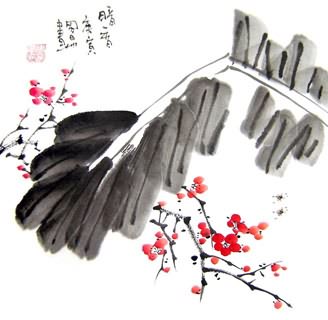 Chinese Plum Blossom Painting,33cm x 33cm,2396008-x