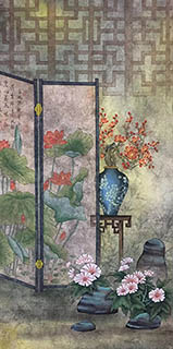 Chinese Qing Gong Painting,65cm x 134cm,2505005-x