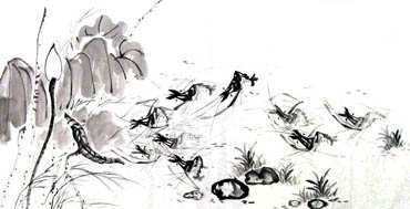 Chinese Shrimp Painting,66cm x 136cm,2362004-x