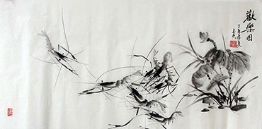 Chinese Shrimp Painting,50cm x 100cm,jzx21080003-x