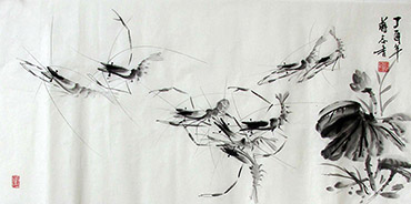 Chinese Shrimp Painting,50cm x 100cm,jzx21080006-x