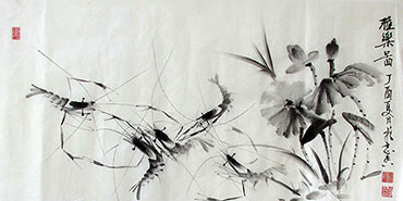 Chinese Shrimp Painting,50cm x 100cm,jzx21080016-x