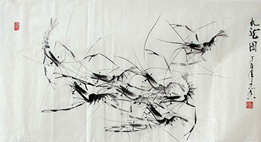 Chinese Shrimp Painting,50cm x 100cm,jzx21080018-x