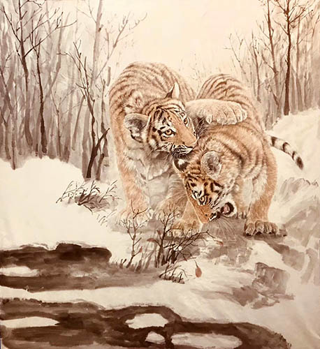 Tiger,97cm x 90cm(38〃 x 35〃),lbz41082019-z