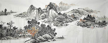 Chinese Village Countryside Painting,70cm x 180cm,1011046-x