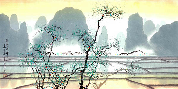 Village Countryside,68cm x 136cm(27〃 x 54〃),1095019-z