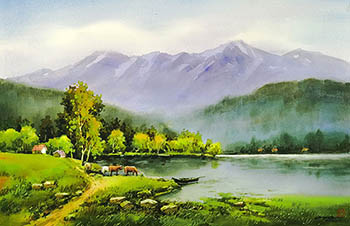 Scenery Watercolor Painting,50cm x 75cm,hl71112001-x