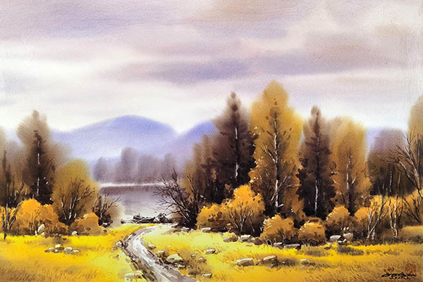 Scenery Watercolor Painting,50cm x 75cm(19.6〃 x 29.5〃),hl71112002-z