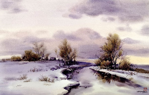 Scenery Watercolor Painting,50cm x 75cm(19.6〃 x 29.5〃),hl71112004-z