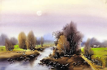 Scenery Watercolor Painting,53cm x 81cm,zmk71207005-x