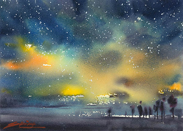 Scenery Watercolor Painting,20cm x 30cm(7.8〃 x 11.8〃),jyq71113004-z