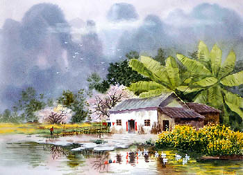 Scenery Watercolor Painting,36cm x 52cm,wcl71184008-x