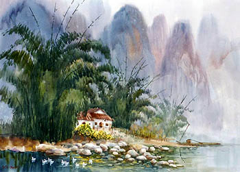 Scenery Watercolor Painting,36cm x 52cm,wcl71184009-x