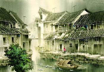 Scenery Watercolor Painting,40cm x 110cm,wcl71184011-x