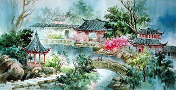 Scenery Watercolor Painting,57cm x 110cm,zmk71207002-x