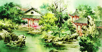 Scenery Watercolor Painting,27cm x 39cm,wcl71184016-x