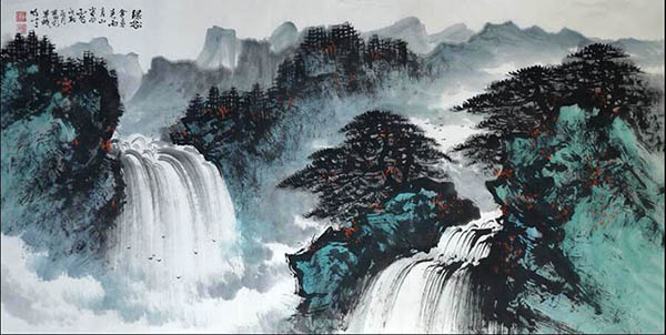 Waterfall,68cm x 136cm(27〃 x 54〃),cyd11123014-z